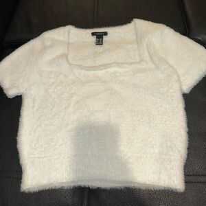 Forever 21 White Fuzzy Top never used.